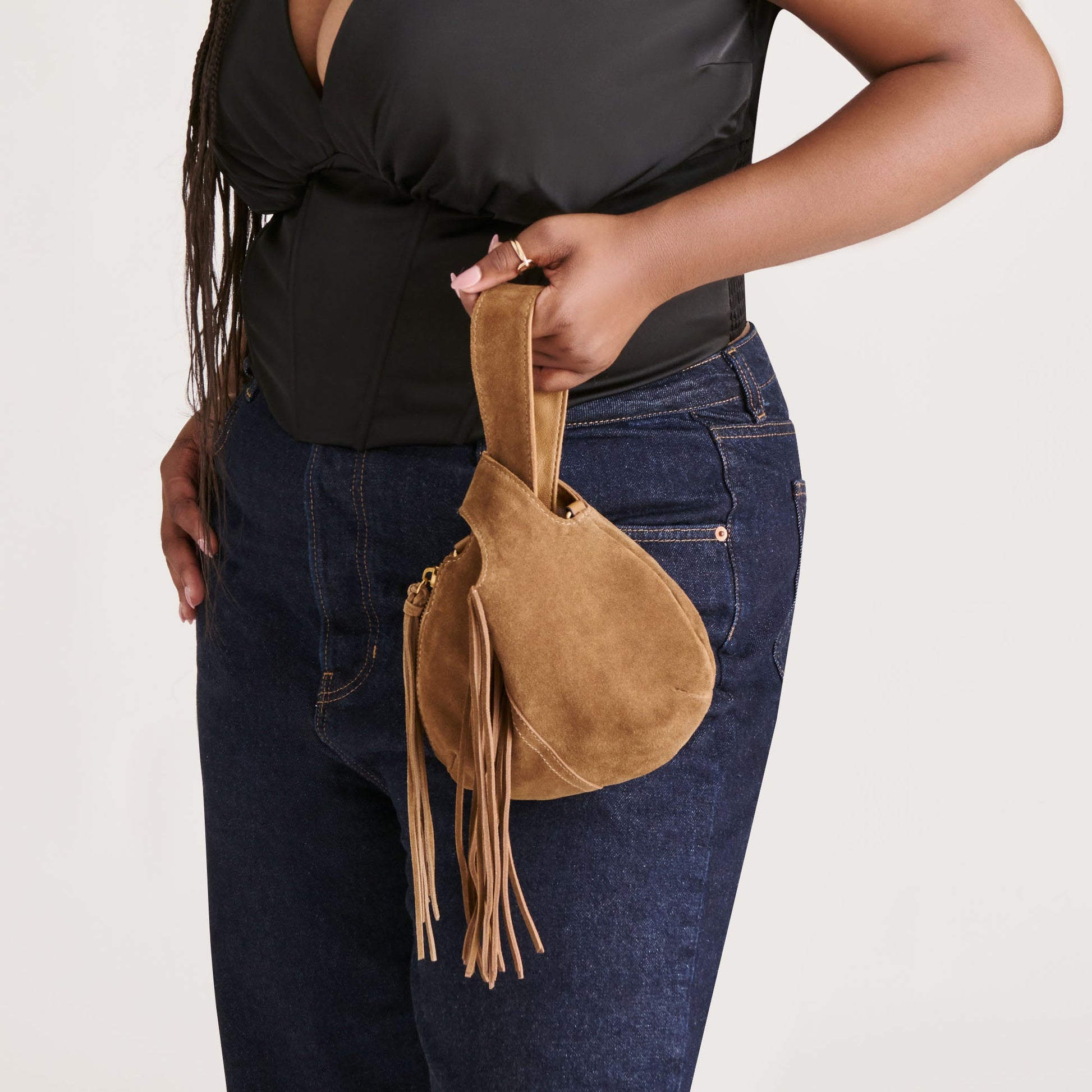 Zury Camel Suede Handbag - Dolce Vita
