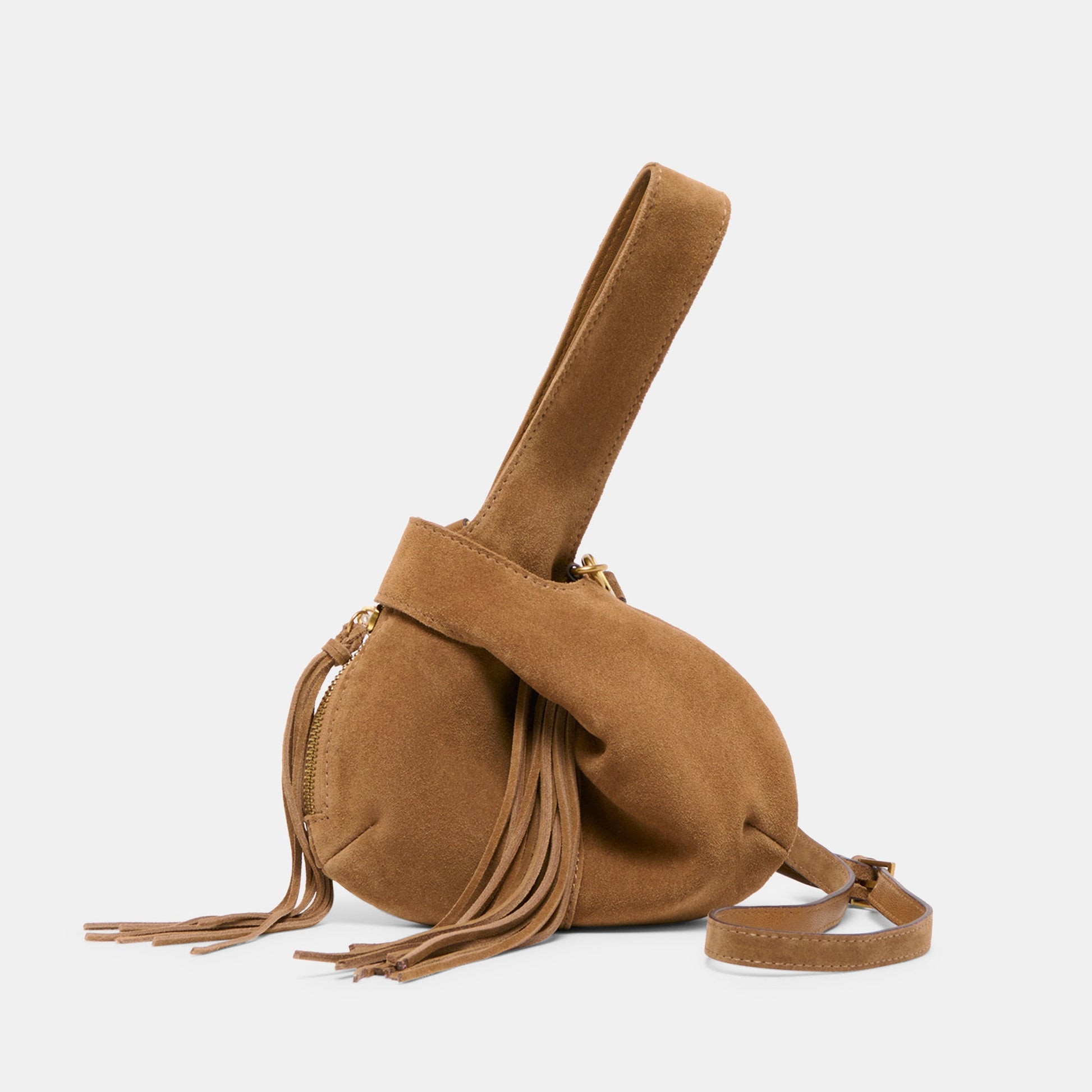 Zury Camel Suede Handbag - Dolce Vita