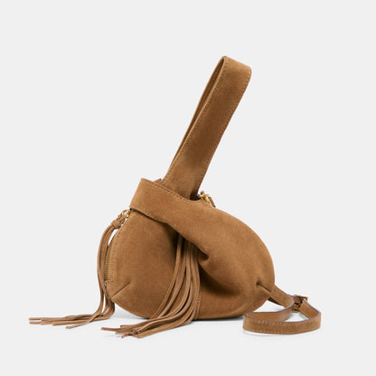 Zury Camel Suede Handbag - Dolce Vita