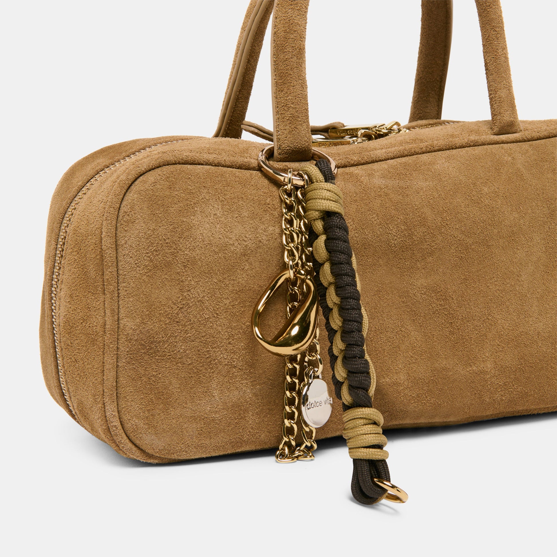 SANTINA HANDBAG TAUPE SUEDE - Dolce Vita