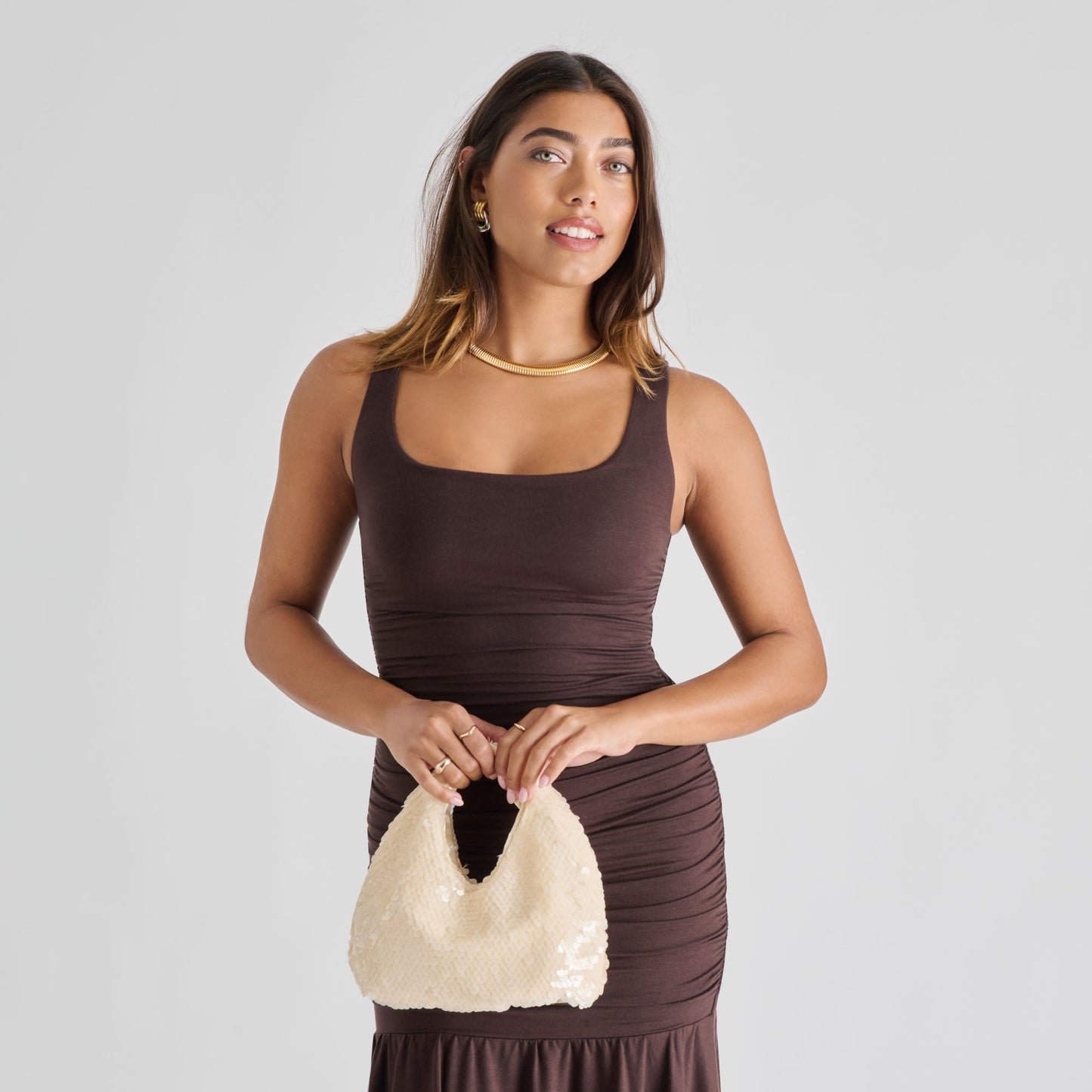 Dahlia Sequin Ivory Sequin Handbag - Dolce Vita