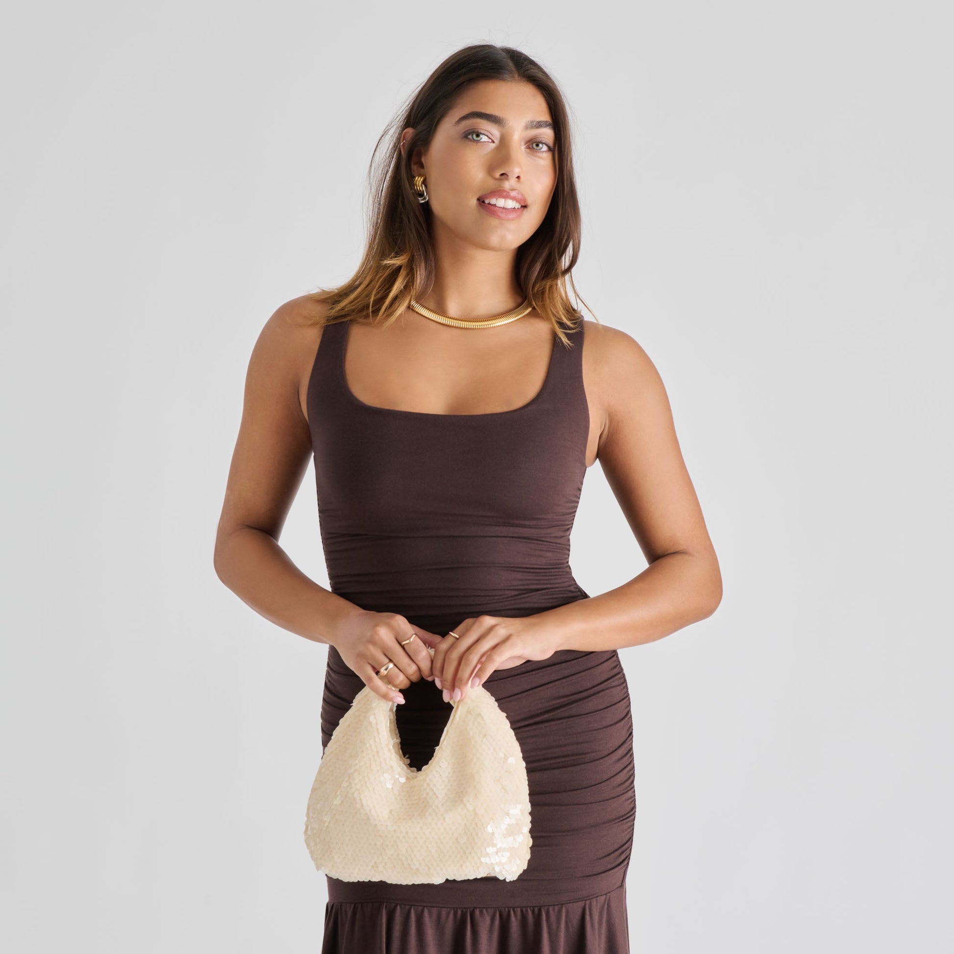 Dahlia Sequin Ivory Sequin Handbag - Dolce Vita