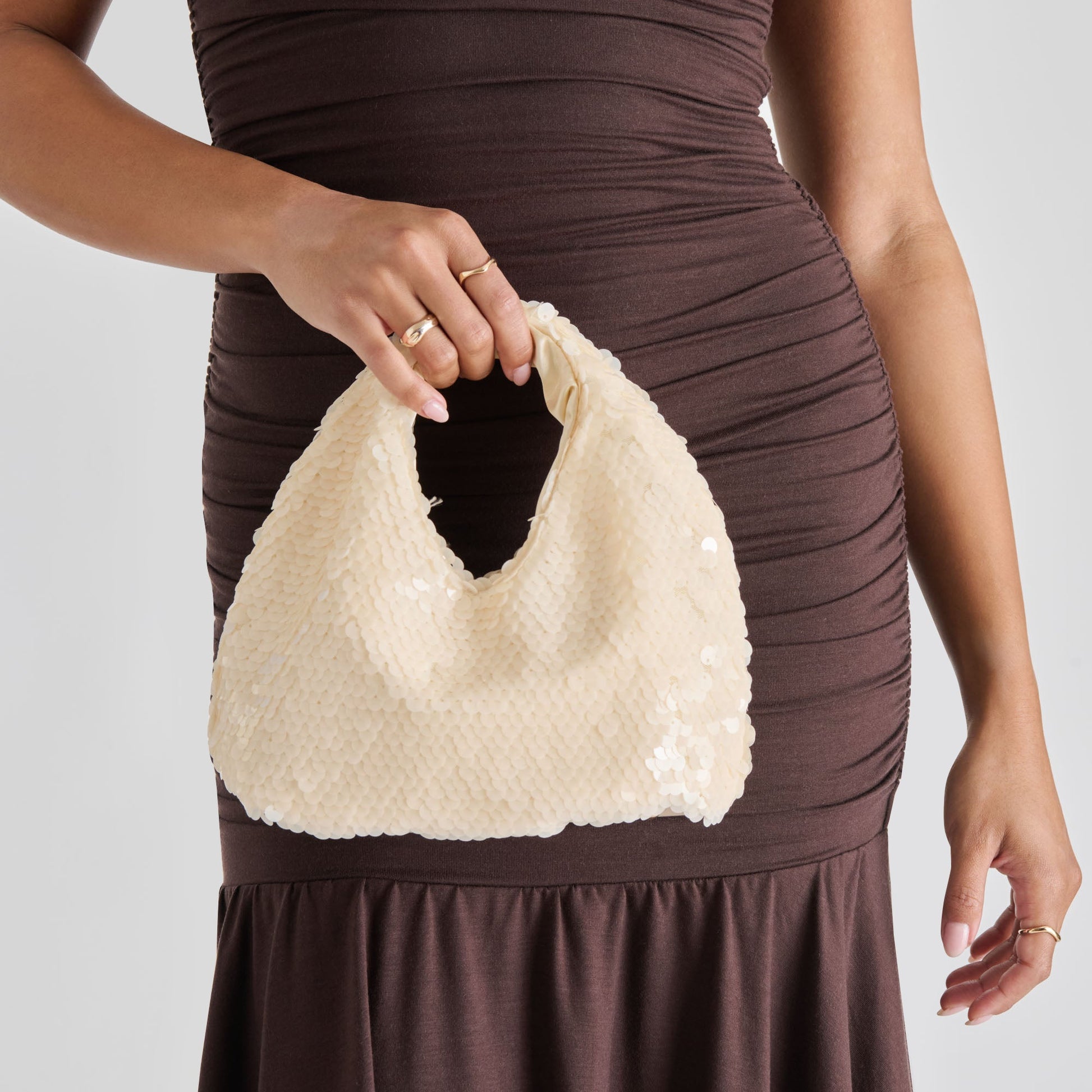 Dahlia Sequin Ivory Sequin Handbag - Dolce Vita
