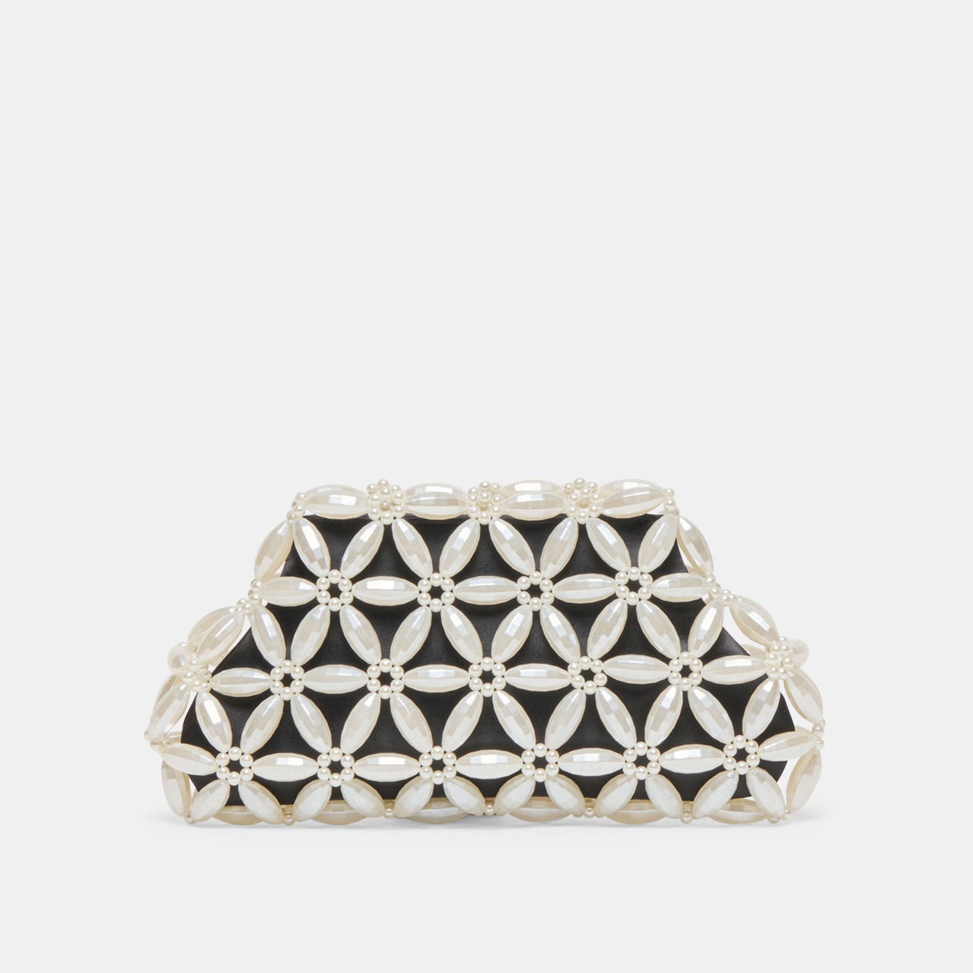 Marlow Black Satin Pearl Clutch - Dolce Vita