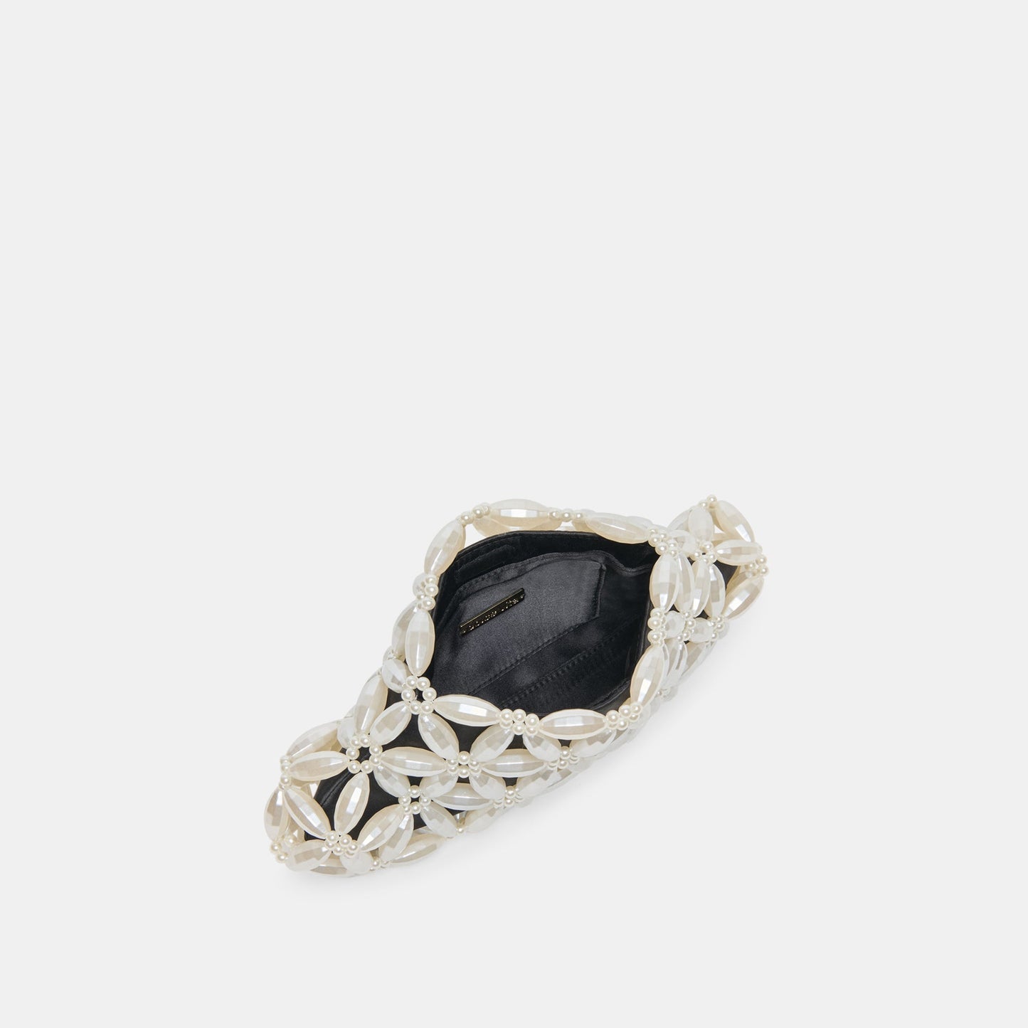 Marlow Black Satin Pearl Clutch - Dolce Vita