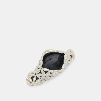 Marlow Black Satin Pearl Clutch - Dolce Vita