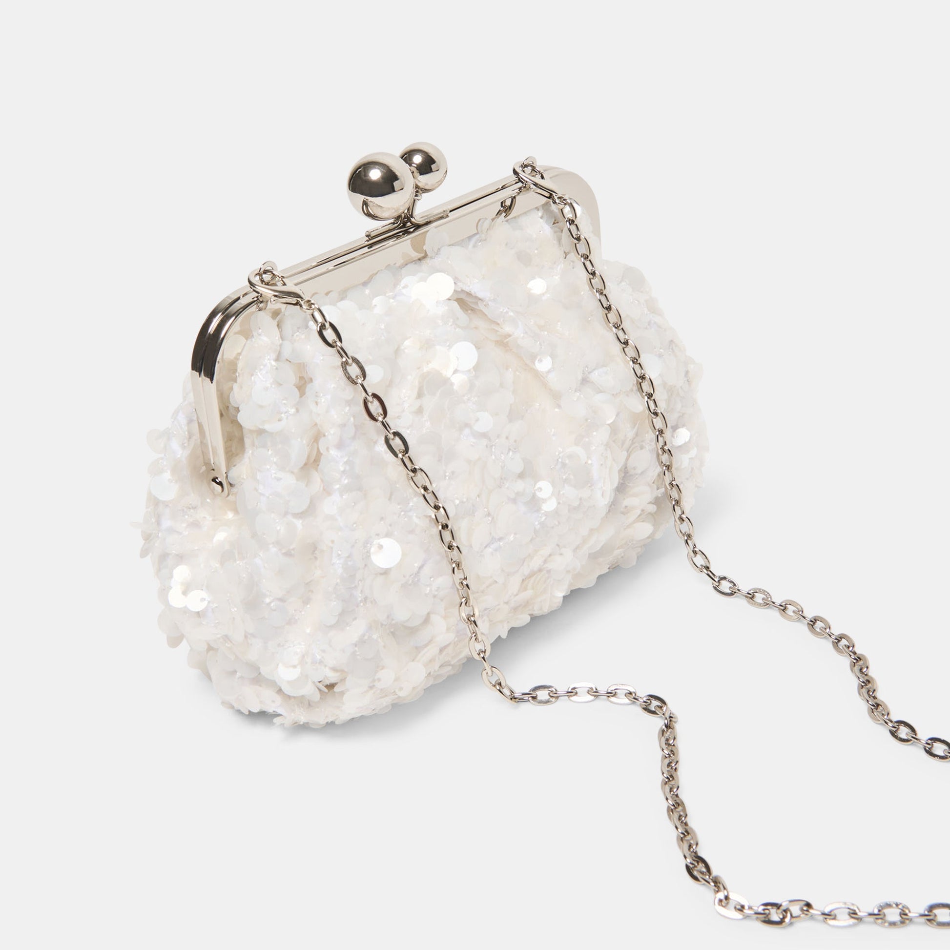Kendall White Sequin Clutch - Dolce Vita