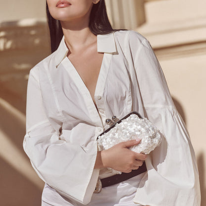 Kendall White Sequin Clutch - Dolce Vita