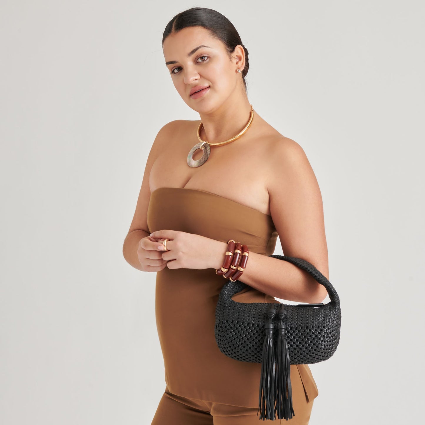 Zenia Black Leather Handbag - Dolce Vita