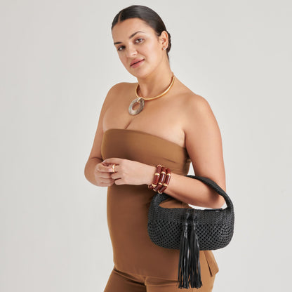 Zenia Black Leather Handbag - Dolce Vita