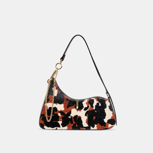 Prya Brown Printed Calf Hair Shoulder Bag - Dolce Vita