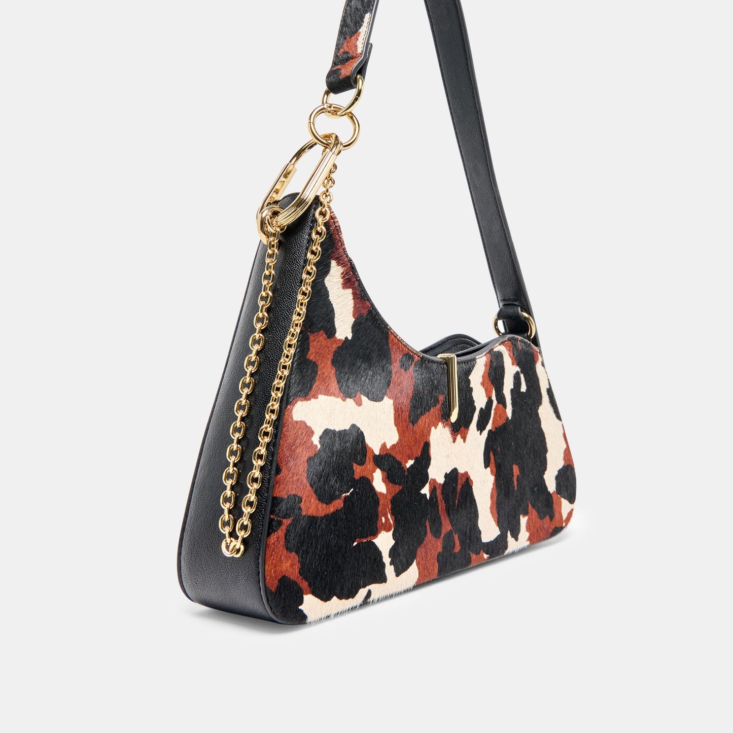 Prya Brown Printed Calf Hair Shoulder Bag - Dolce Vita