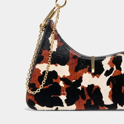 Prya Brown Printed Calf Hair Shoulder Bag - Dolce Vita