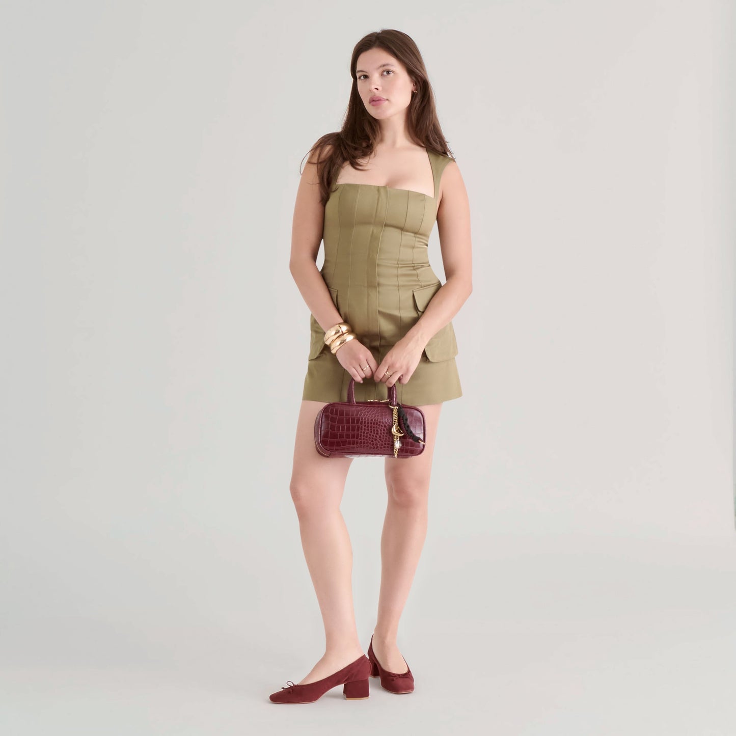 Flyn Burgundy Croco Stella Handbag - Dolce Vita
