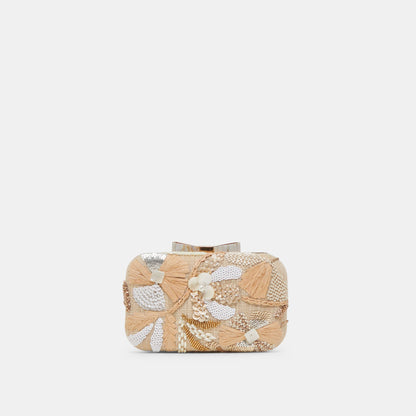 DAISY CLUTCH NATURAL MULTI BEADED - Dolce Vita