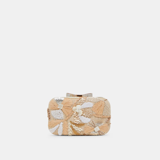 DAISY CLUTCH NATURAL MULTI BEADED - Dolce Vita
