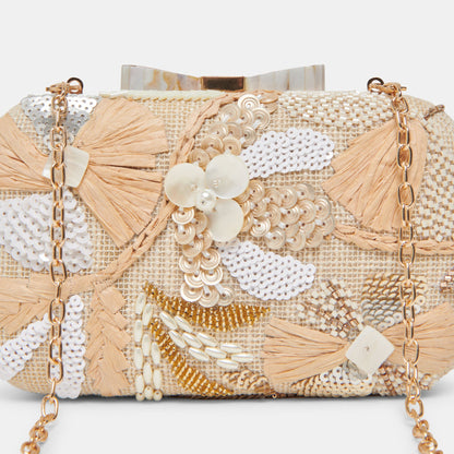 DAISY CLUTCH NATURAL MULTI BEADED - Dolce Vita