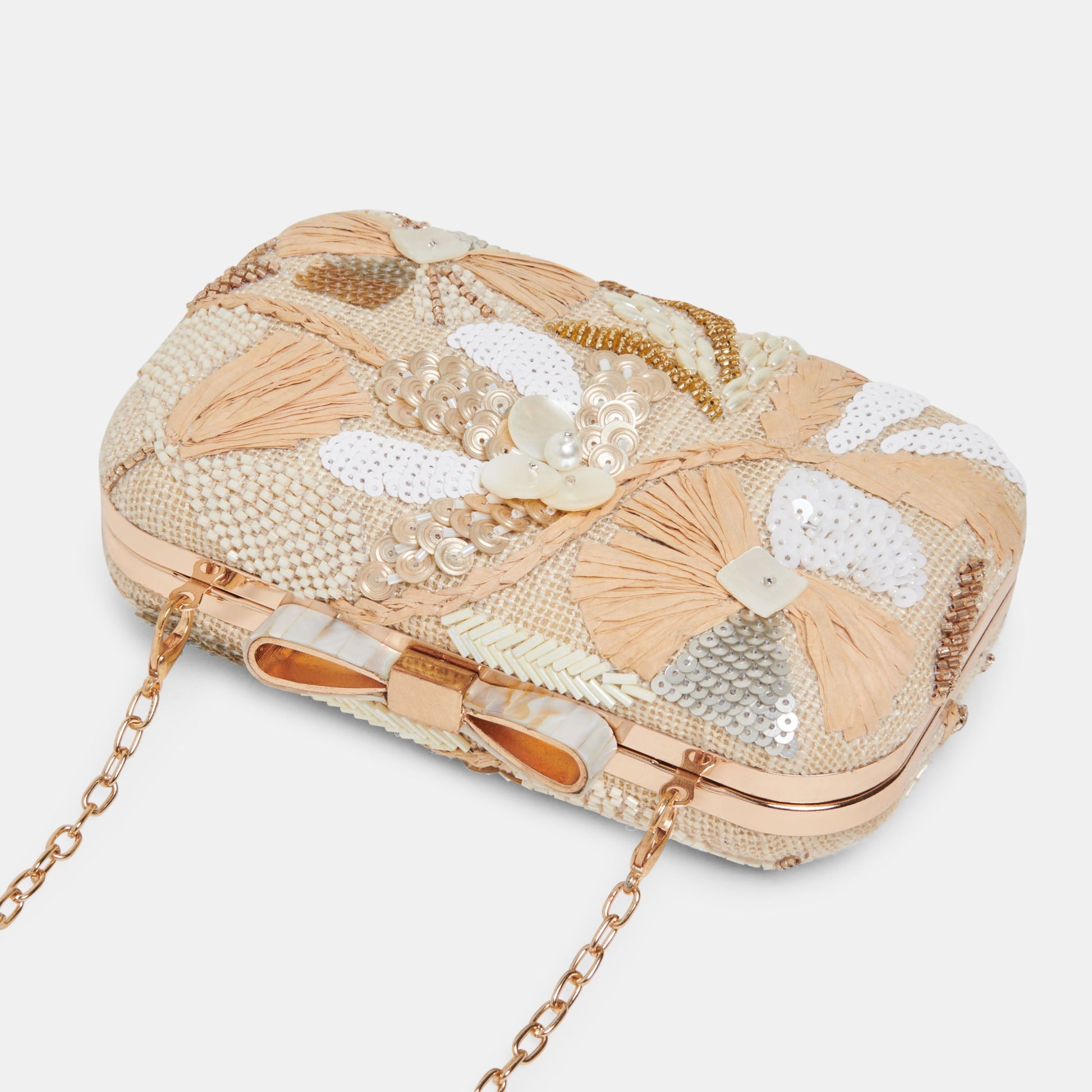 DAISY CLUTCH NATURAL MULTI BEADED - Dolce Vita