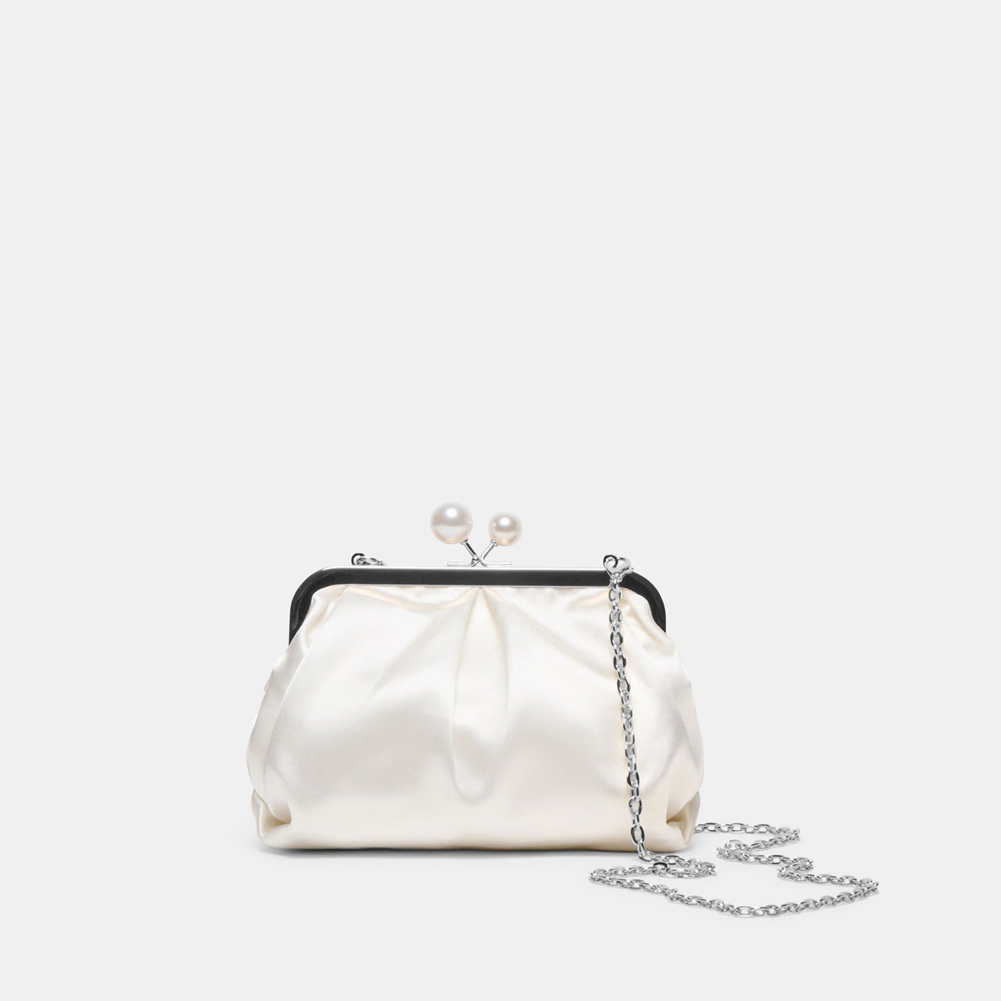 Kendall White Satin Clutch - Dolce Vita