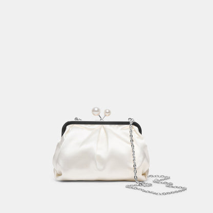 Kendall White Satin Clutch - Dolce Vita