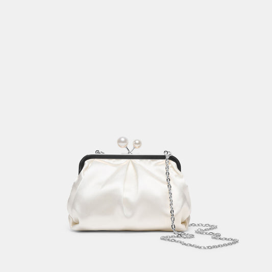 Kendall White Satin Clutch - Dolce Vita
