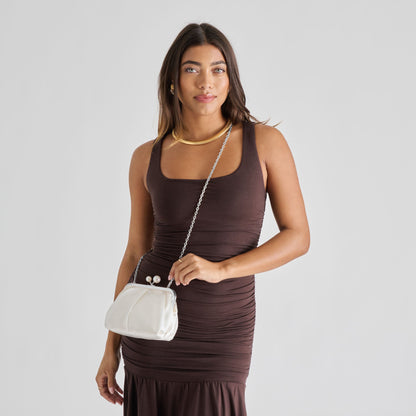 Kendall White Satin Clutch - Dolce Vita