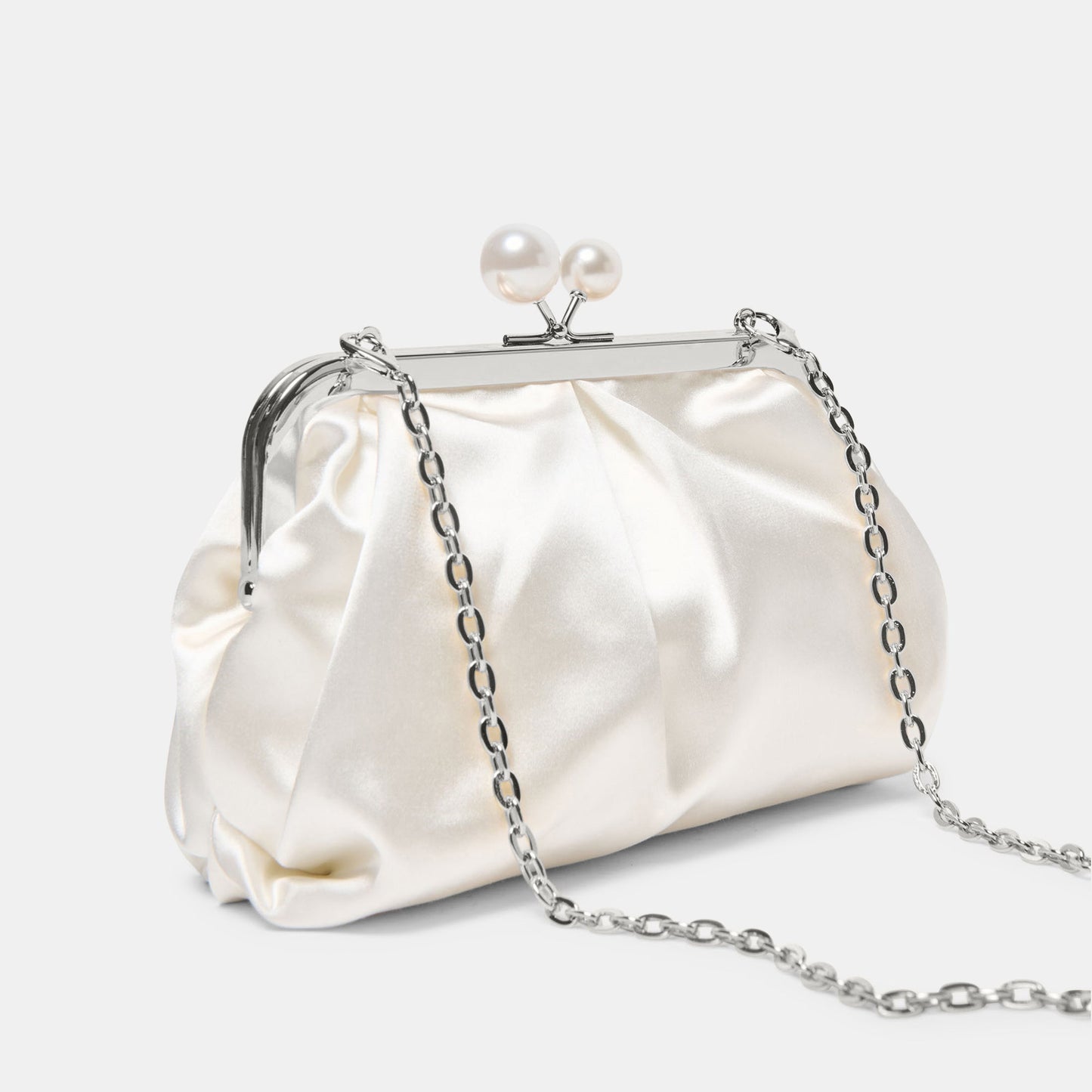 Kendall White Satin Clutch - Dolce Vita