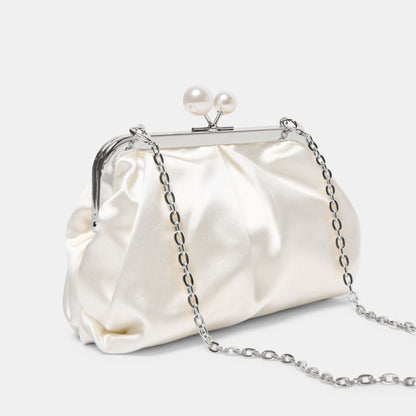 Kendall White Satin Clutch - Dolce Vita