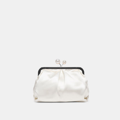 Kendall White Satin Clutch - Dolce Vita