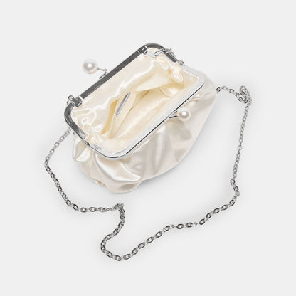 Kendall White Satin Clutch - Dolce Vita