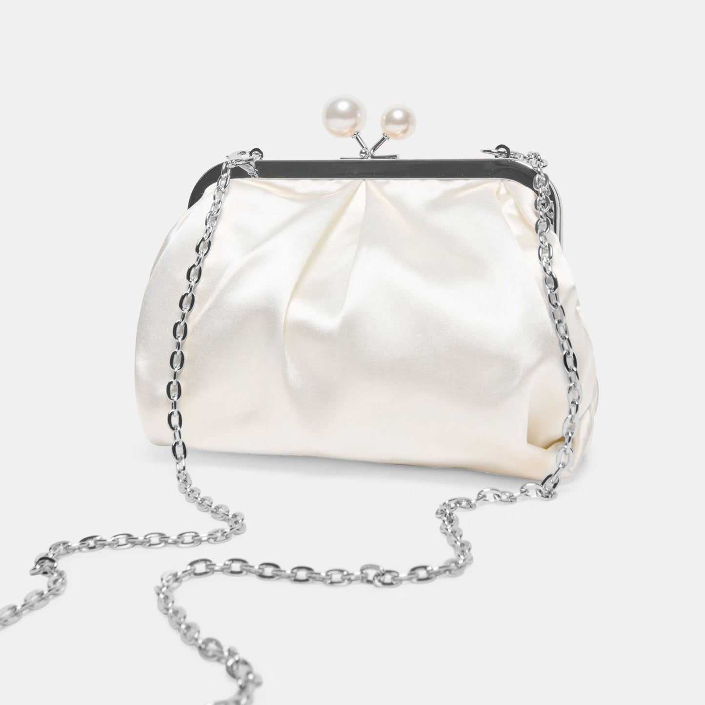 Kendall White Satin Clutch - Dolce Vita