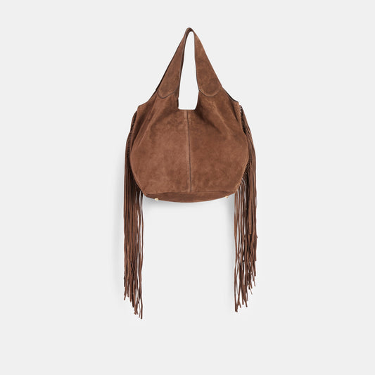 Nakoma Chocolate Suede Shoulder Bag - Dolce Vita