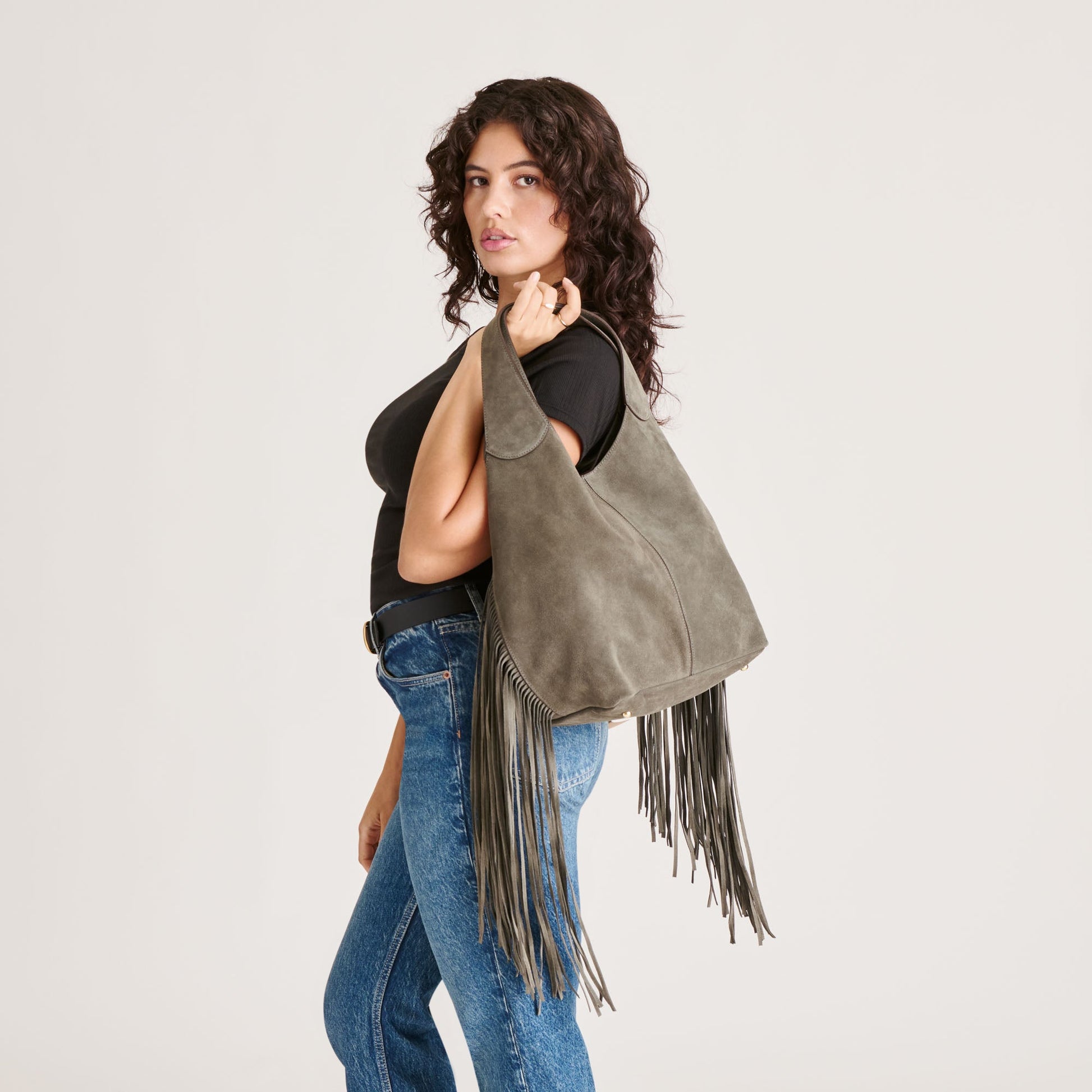 Nakoma Olive Suede Shoulder Bag - Dolce Vita