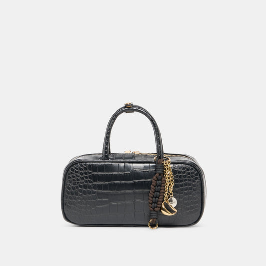 Flyn Black Croco Stella Handbag - Dolce Vita