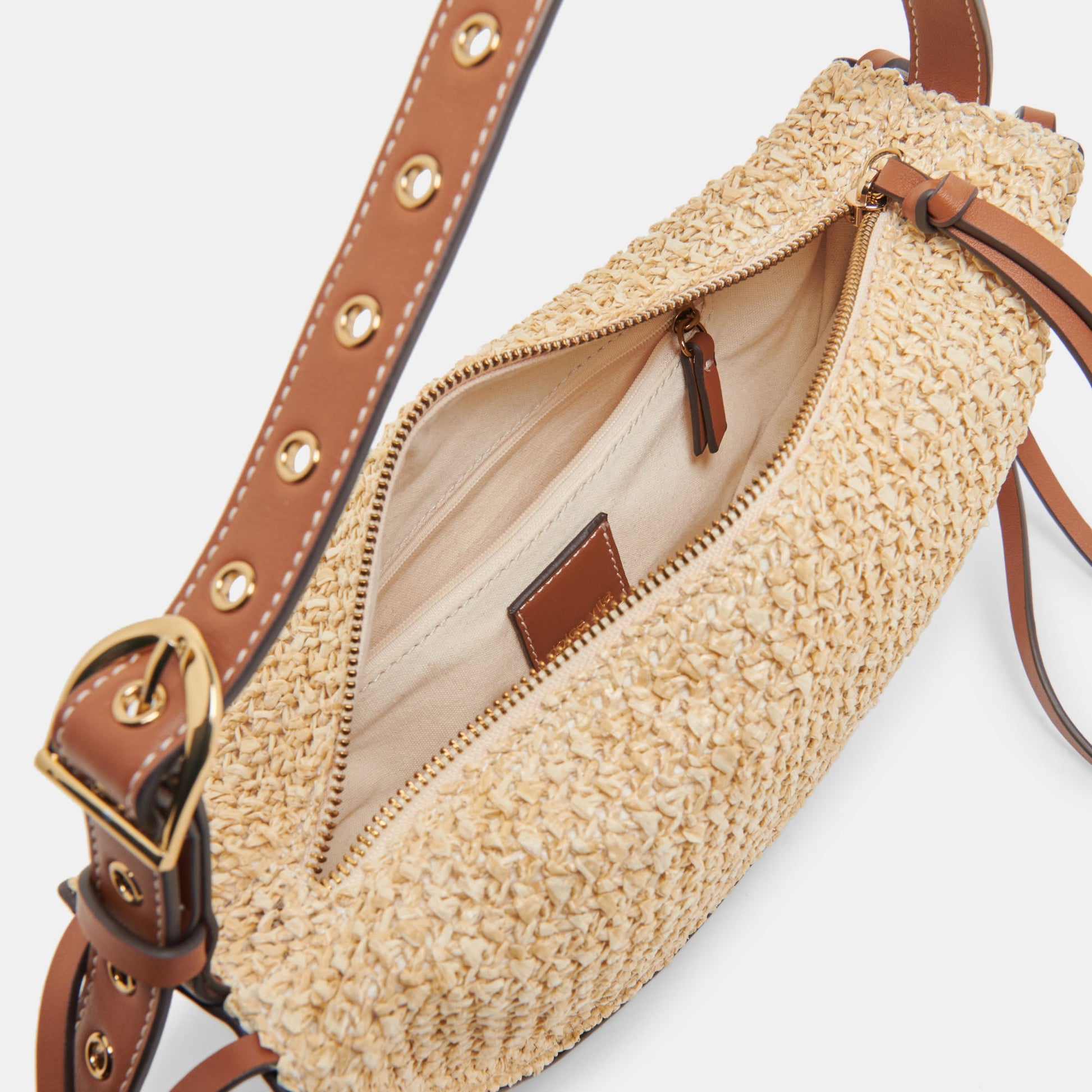 MONACO SHOULDER BAG NATURAL RAFFIA - Dolce Vita