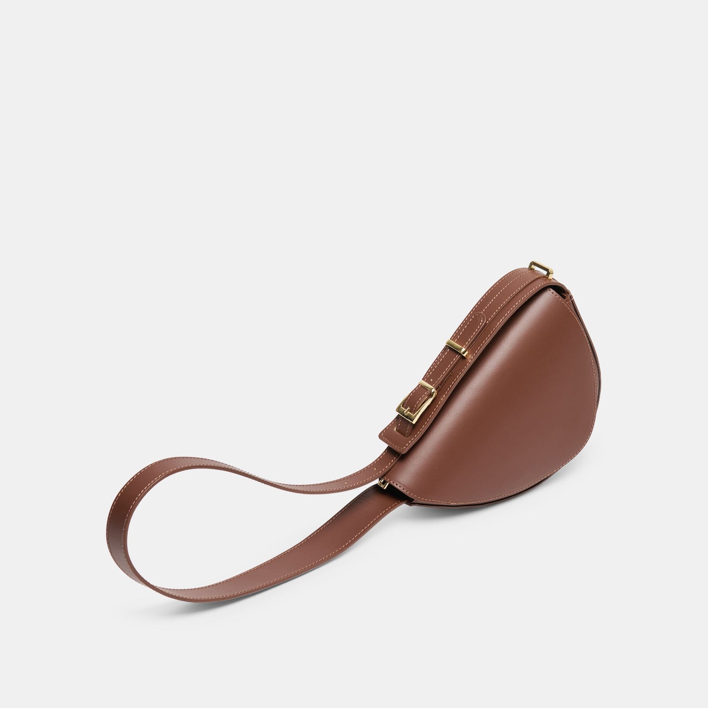 Sabine Brown Leather Shoulder Bag - Dolce Vita