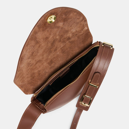 Sabine Brown Leather Shoulder Bag - Dolce Vita