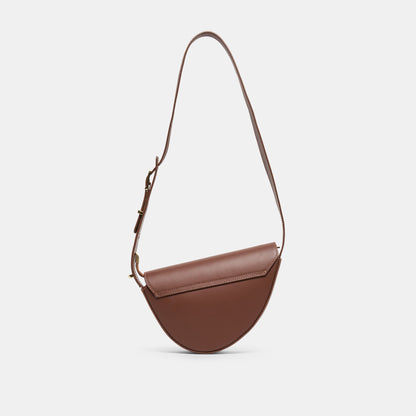 Sabine Brown Leather Shoulder Bag - Dolce Vita