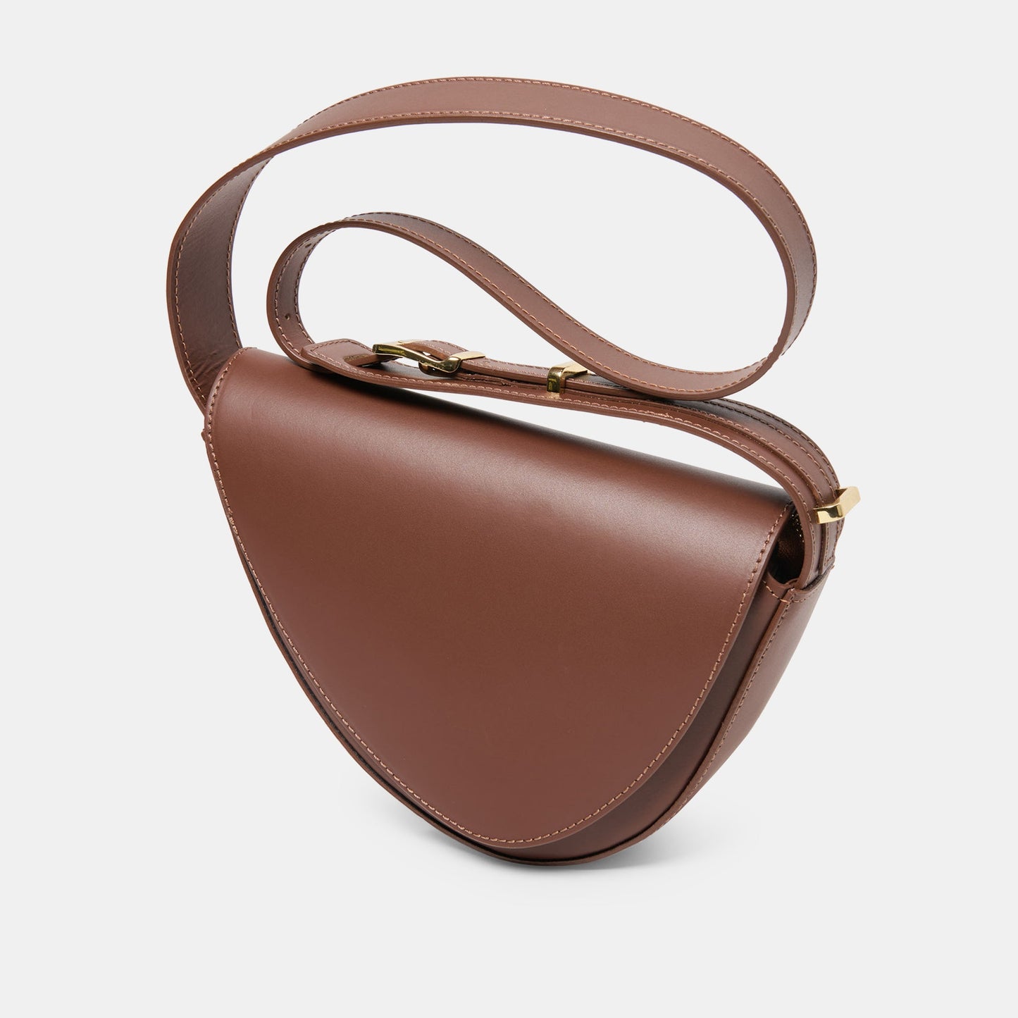 Sabine Brown Leather Shoulder Bag - Dolce Vita