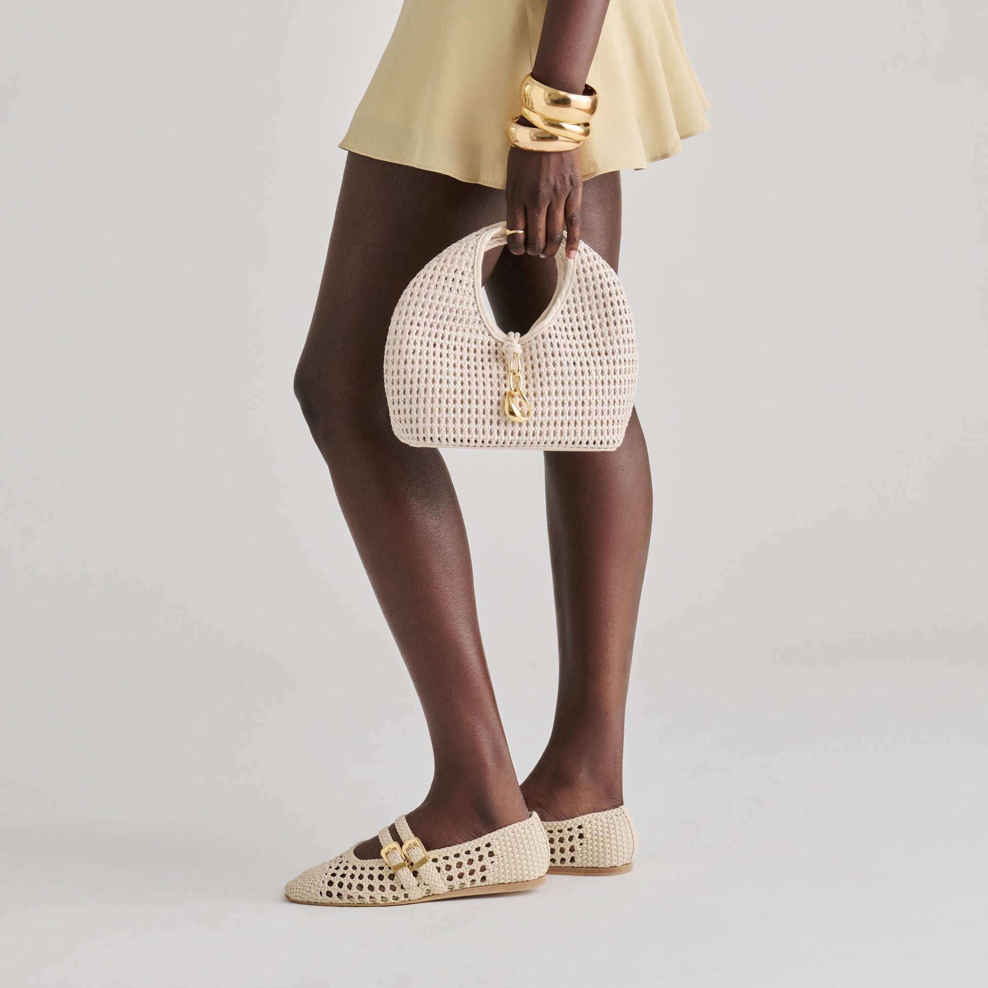 Dahlia Ivory Stella Woven Handbag - Dolce Vita
