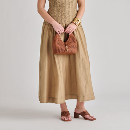 Dahlia Cognac Stella Woven Handbag - Dolce Vita