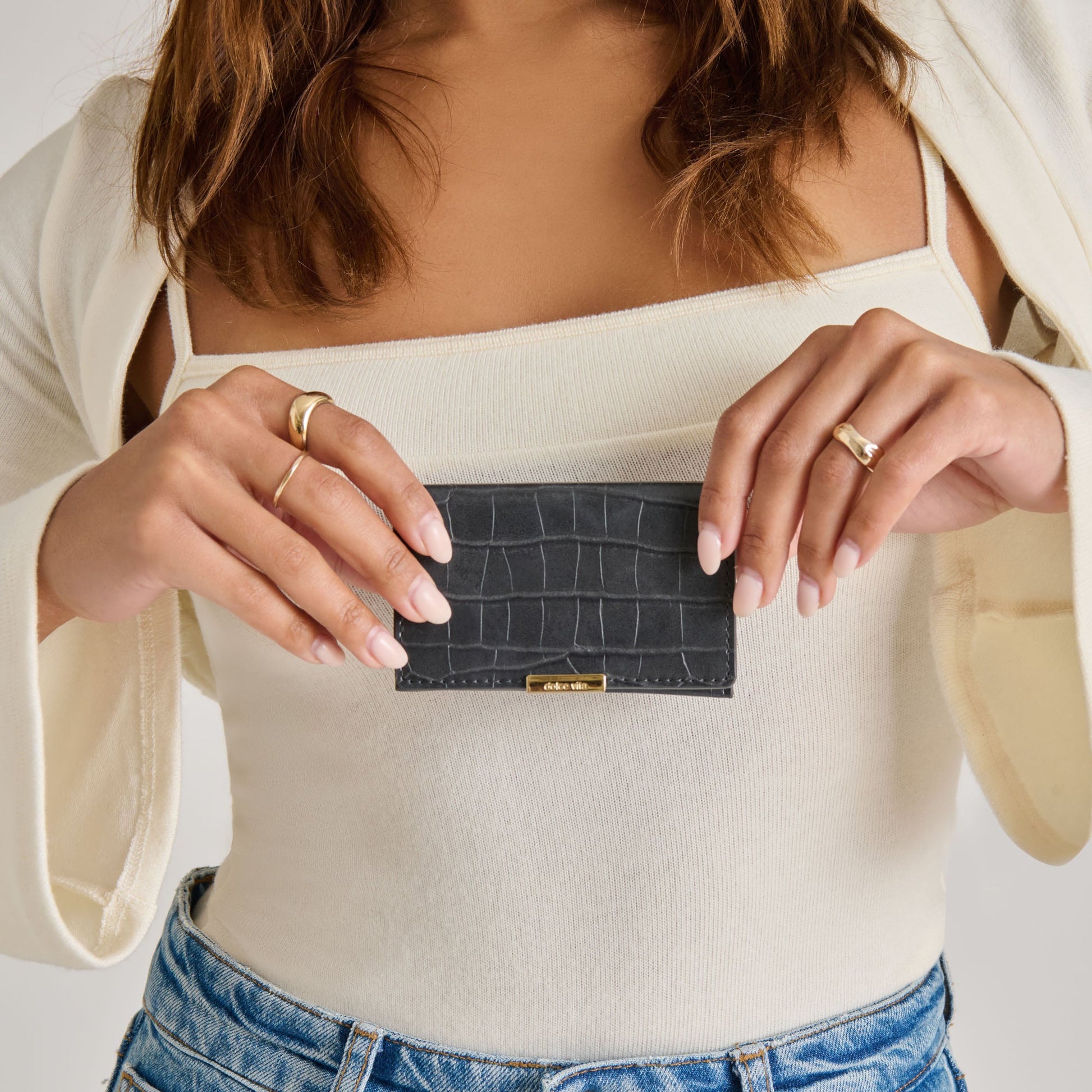 Mini-Me Grey Croco Stella Wallet - Dolce Vita
