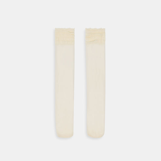 Ruffle Ivory Sheer Knee High Socks - Dolce Vita