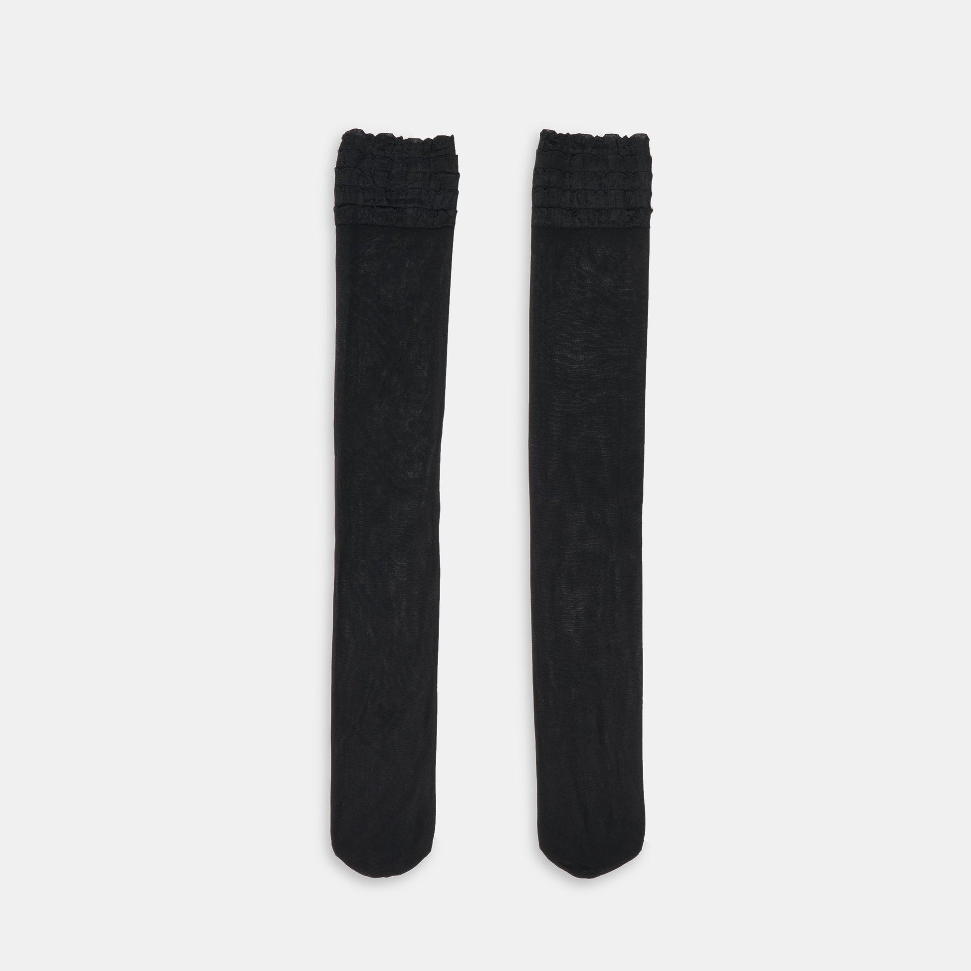 Ruffle Black Sheer Knee High Socks - Dolce Vita