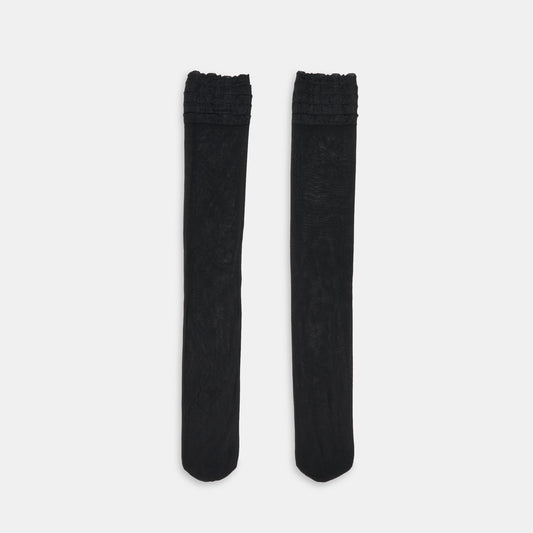 Ruffle Black Sheer Knee High Socks - Dolce Vita