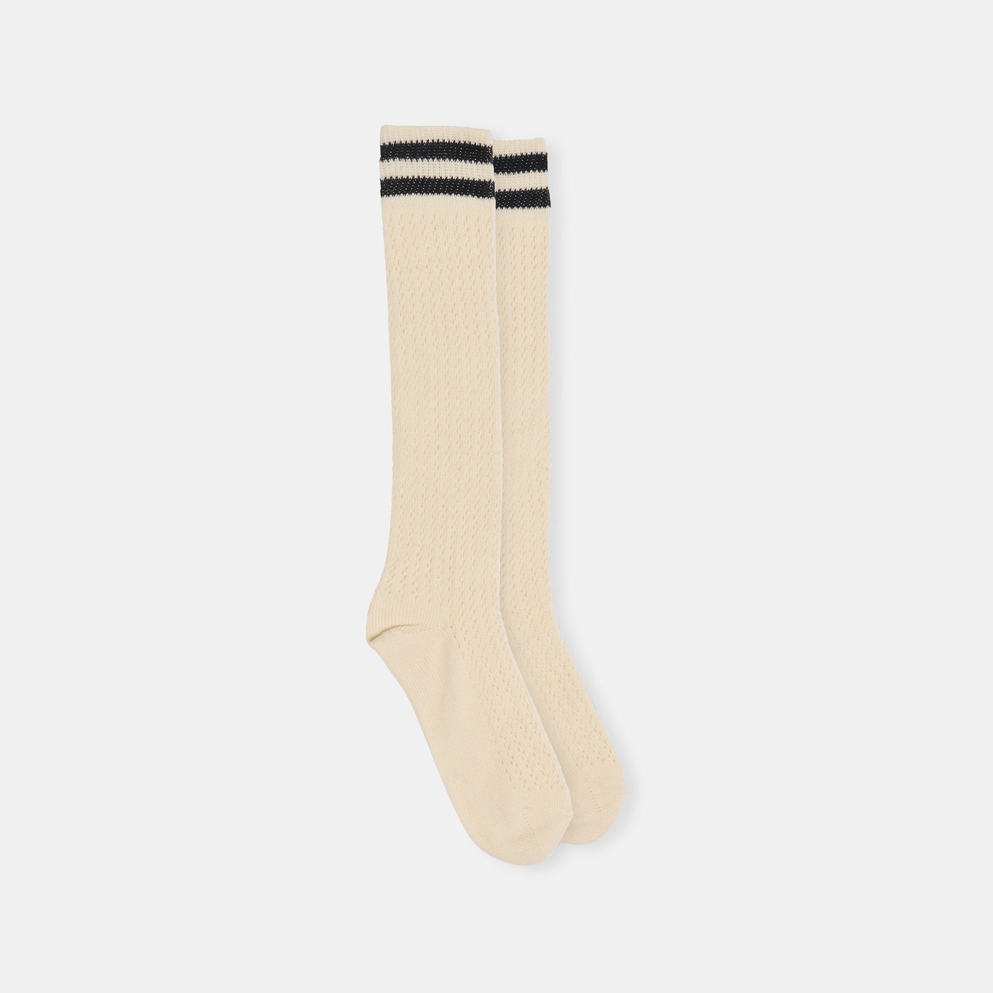Pointelle Striped Black White Knee High Sock - Dolce Vita