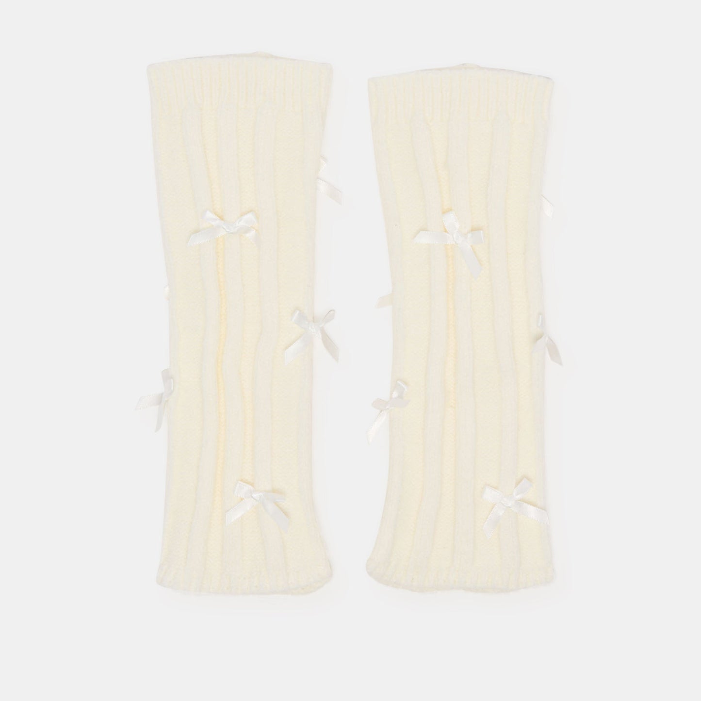Satin Bow Ivory Leg Warmers - Dolce Vita