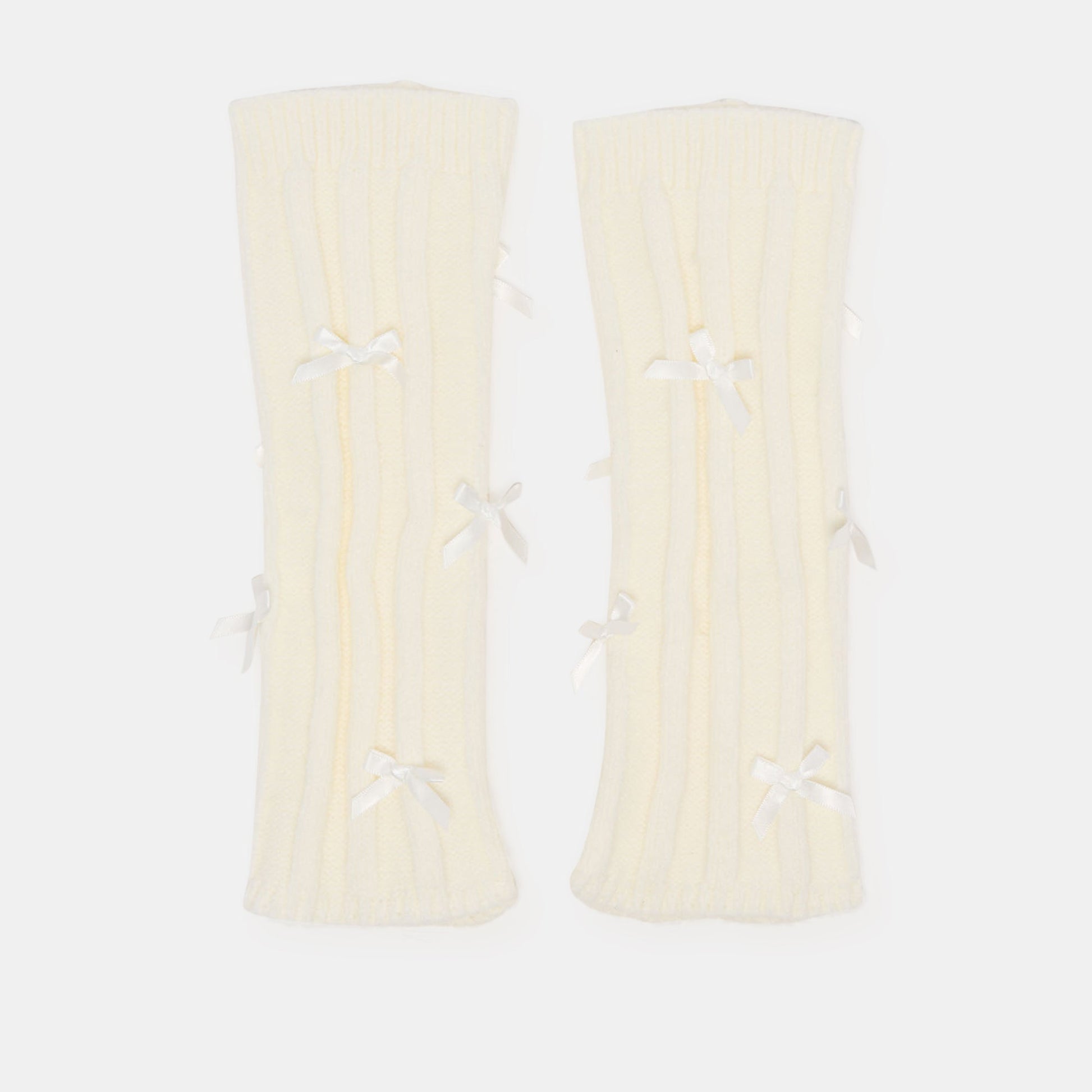 Satin Bow Ivory Leg Warmers - Dolce Vita