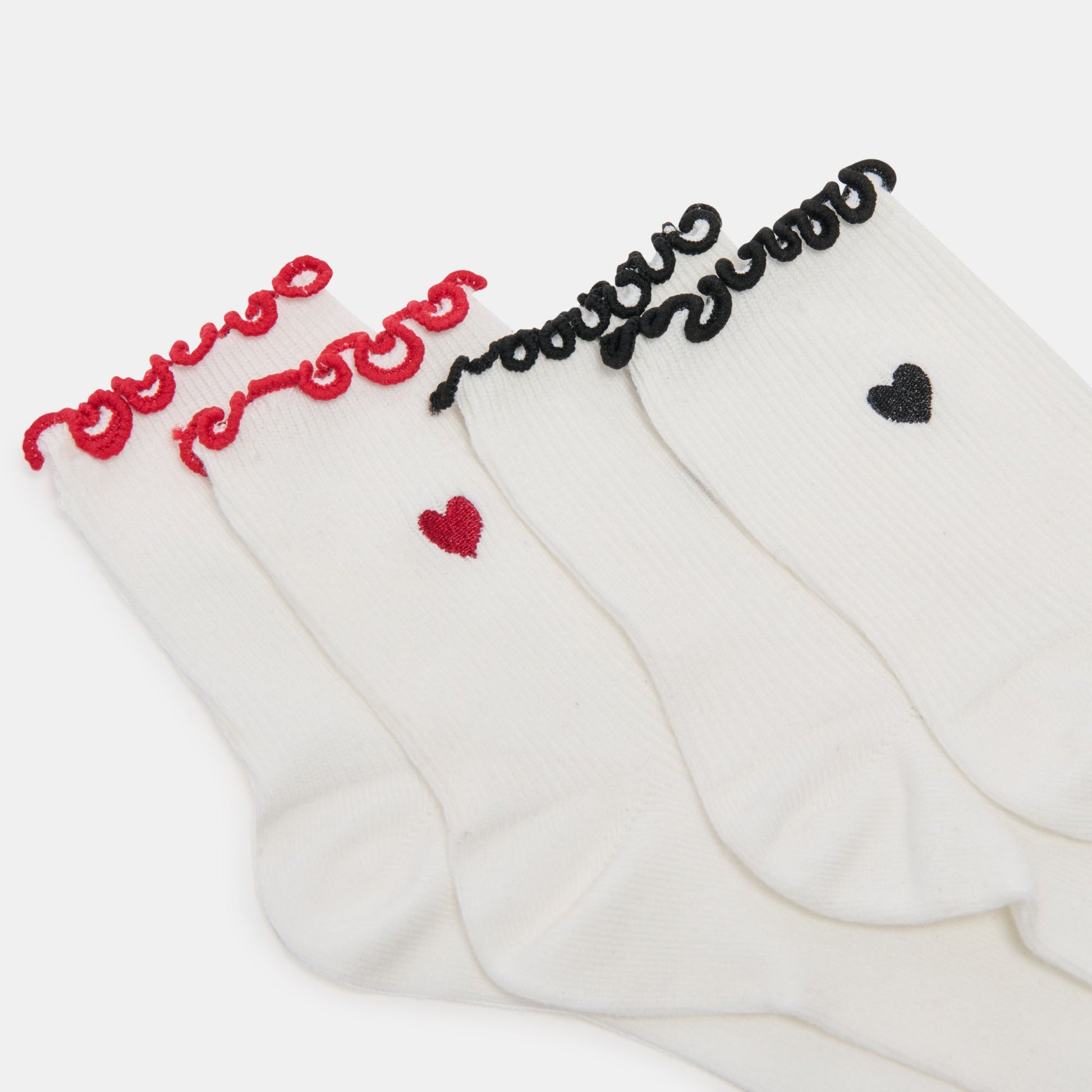 5 Pack Embroidered Rib White Black Multi Anklet Socks - Dolce Vita
