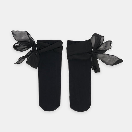 Tie Bow Black Anklet Socks - Dolce Vita